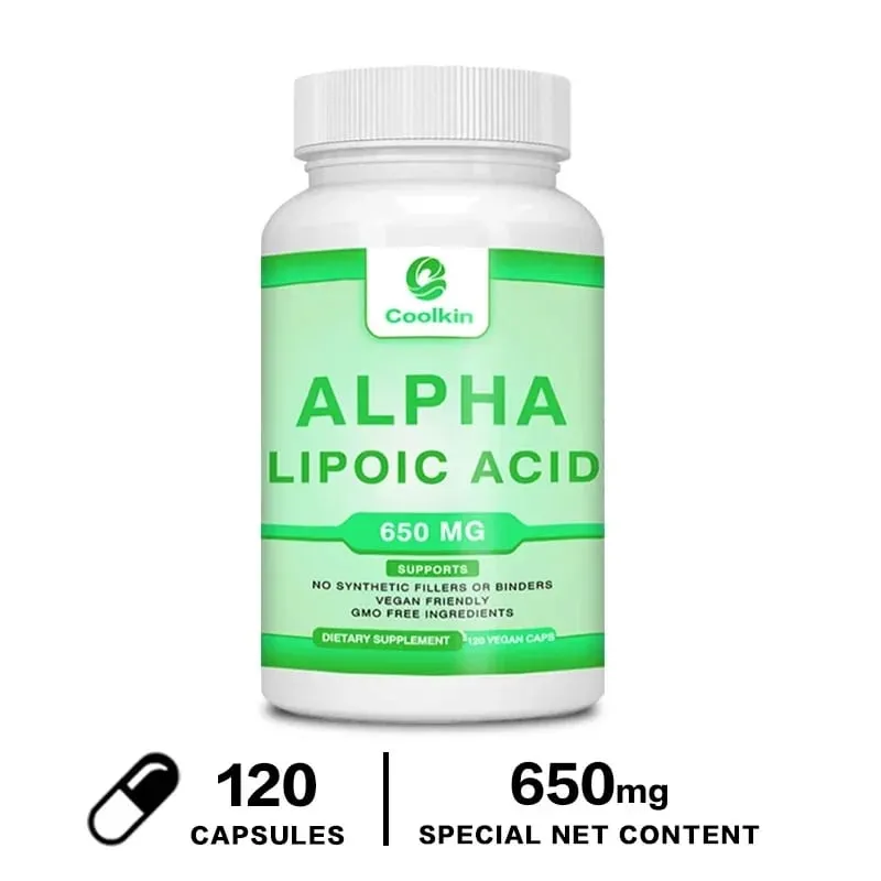Ácido alfa lipóico - para a saúde dos nervos, circulação, função cerebral, cognição, suporte, suplemento nutricional antioxidante