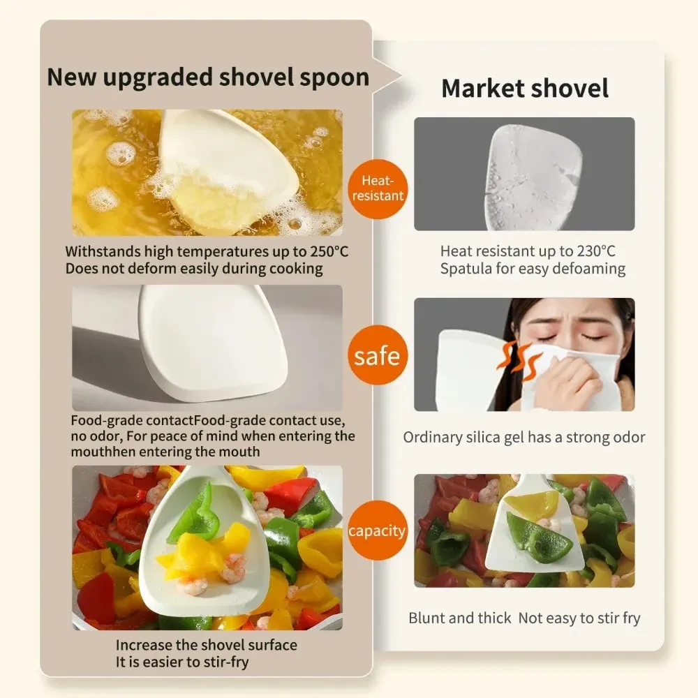 Novo utensílio de cozinha melhorado, conjunto de 3 peças, espátula de silicone, colher de arroz e sopa, resistente ao calor, ferramentas de cozinha antiaderentes