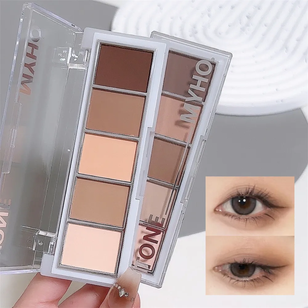 Paleta de sombras de 5 cores, fosca, marrom natural, portátil, bronzeadores, contorno cosmético, sombra de olhos, cor da terra, paleta de maquiagem