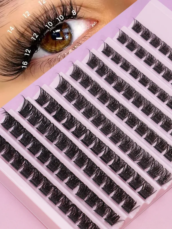 Olho de gato 16 linhas cluster cílios 406080100p misturado diy cílios individuais bandeja grossa diy extensão de cílios finos volume cílios