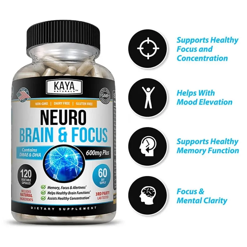 Cápsulas de reforço cerebral nootrópicas - Vitaminas, concentração de memória, clareza e desempenho cognitivo, suporte para alívio do estresse