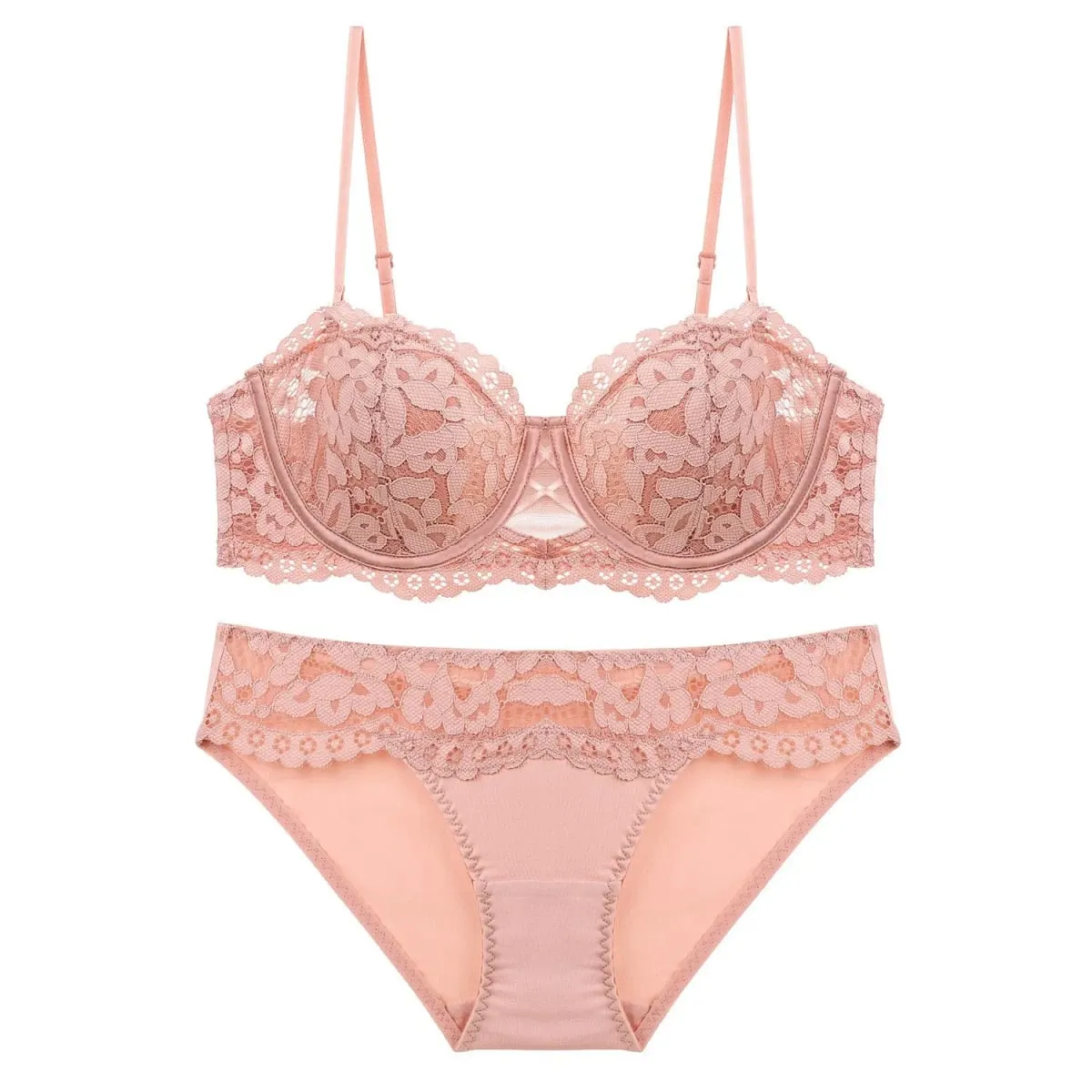 Meia xícara push up sutiã de renda calcinha conjunto roupa interior orelhas de coelho fino forrado alças removíveis antiderrapante ampliar suporte lateral lingerie sexy