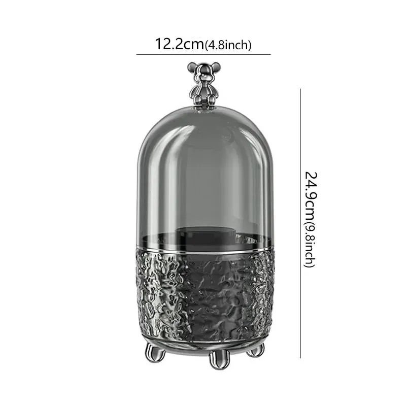 Suporte giratório para pincéis de maquiagem 360 °, organizador cosmético de mesa portátil, à prova de poeira com capa, batom, perfume, organizador de desordem