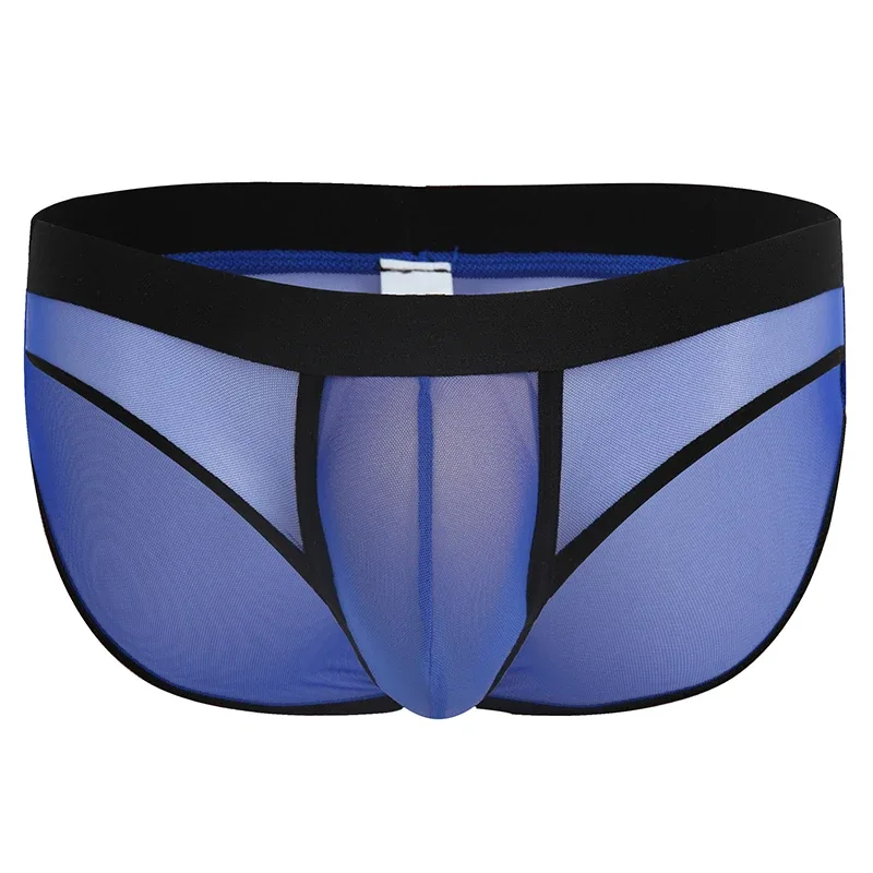 Fashion Solid Color Men Underwear Mesh Breathable Briefs Underpants Low Waist Trunks Male