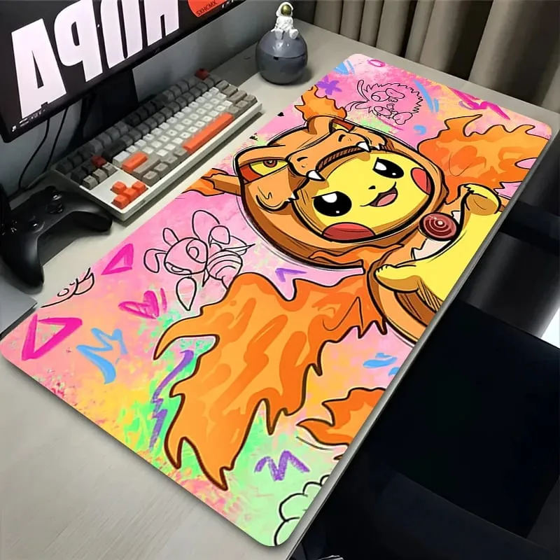 Mouse pad grande jogo de borracha tapete de mesa teclado de computador p-pokemon pikachu pc acessórios de jogos tapete kawaii mousepad