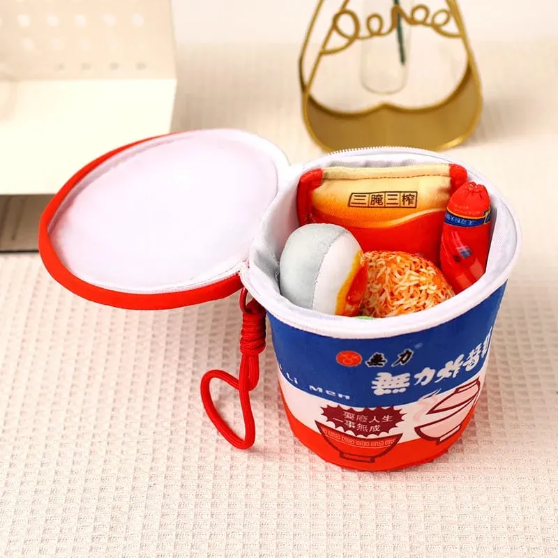 Simulação realista série de macarrão brinquedos de pelúcia criativo recheado macio balde de macarrão instantâneo travesseiro engraçado para meninas presente decoração de casa