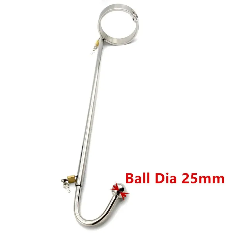 Lock Forced Collar Restraint Frame with Anal Hook Plug Stainless Steel BDSM Bondage Collar SM Sex Toy for Couple Adult Game