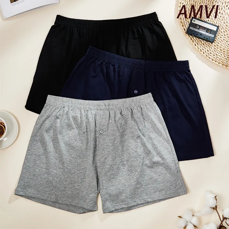 3PCS Cotton Soft Aloe Pants Breathable Comfortable Men's Underwear Home Leisure Loose Men's Panties Soft Seamless Boxer Briefs