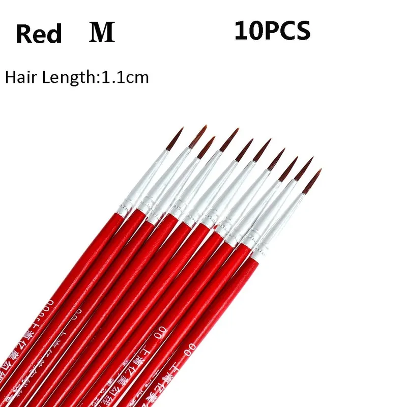 10 pçs fino pintado à mão fina gancho linha caneta desenho arte caneta escova de náilon maquiagem delineador caneta detalhe escova cosméticos arte suprimentos