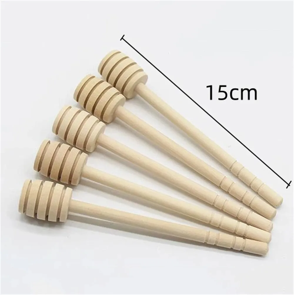 100pcs madeira mel dipper vara servidor para frasco de mel dispensar chuvisco mel