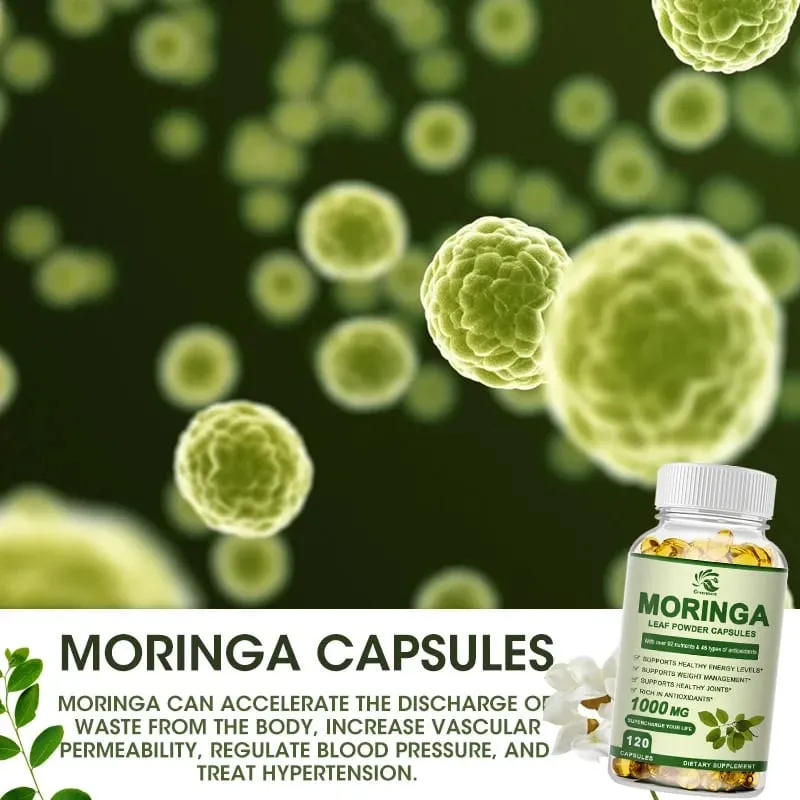 Greensure Moringa Oleifera 1000 mg Cápsulas Potência Extra Extrato 50:1 Antioxidante Energizante 60/120 Cápsulas Vegetarianas