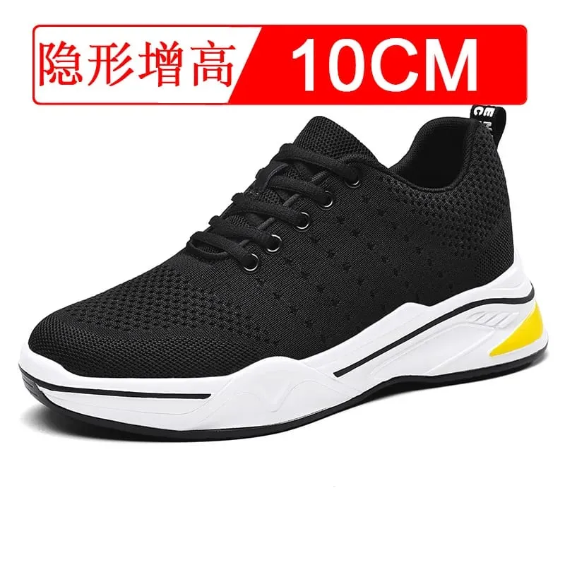 Sapatos de aumento invisível para homens 8cm material de malha respirável sapatos esportivos indoor sapatos casuais