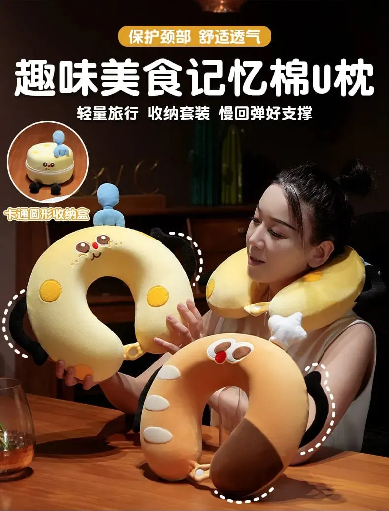 U-Shaped Pillow With Box Plush Sleep Neck Protection Pillow Office Cushion Cute Lovely Travel Pillows For Children/Adults