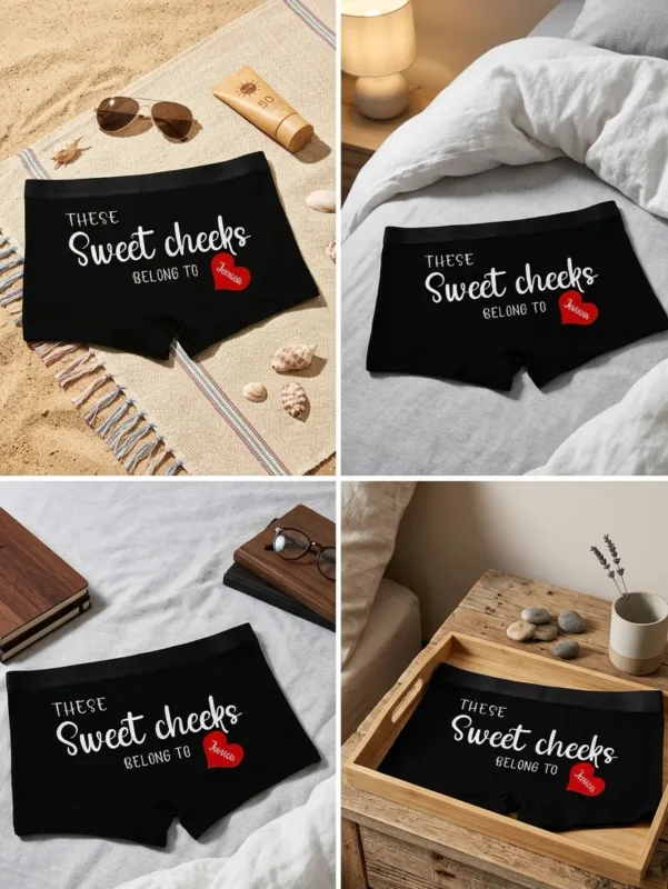 Cueca boxer masculina de algodão com nome personalizado, cueca boxer personalizada com nome nas costas, presente para ele, marido, namorado, aniversário e dia dos namorados