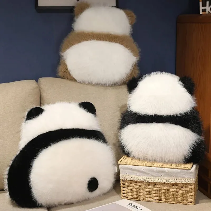Super fofo pelúcia panda sombra recheada qizai vista traseira almofada estilo nórdico sofá decoração travesseiro chocolate panda abraço cintura travesseiro
