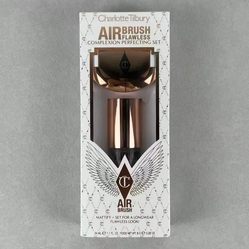Charlotte Tilbury Airbrush Acabamento impecável Suavização de poros desfocados Maquiagem CT Edição limitada Disco de prata Configuração em pó cosmético — image 15