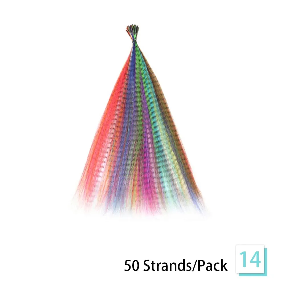 50 fios/pacote sintético colorido i-tip vara extensões de cabelo de pena cabelo reto 16 Polegada para mulher fibra de alta temperatura