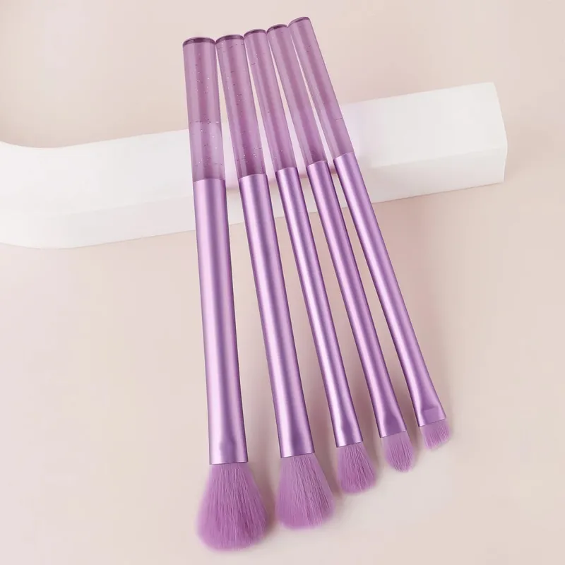 5 pçs transparente glitter haste pincéis cosméticos multi-função blush pó sombra sobrancelha aplicadores de maquiagem