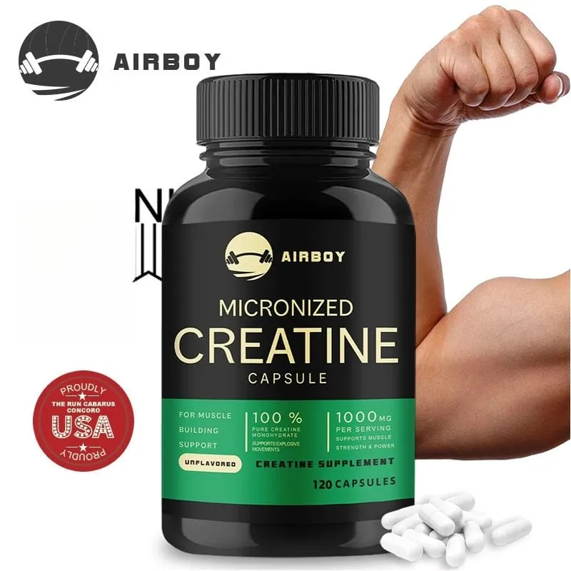 Cápsulas de monohidrato de creatina - suplemento de desempenho muscular de força para homens e mulheres, sem OGM e sem glúten — image 2
