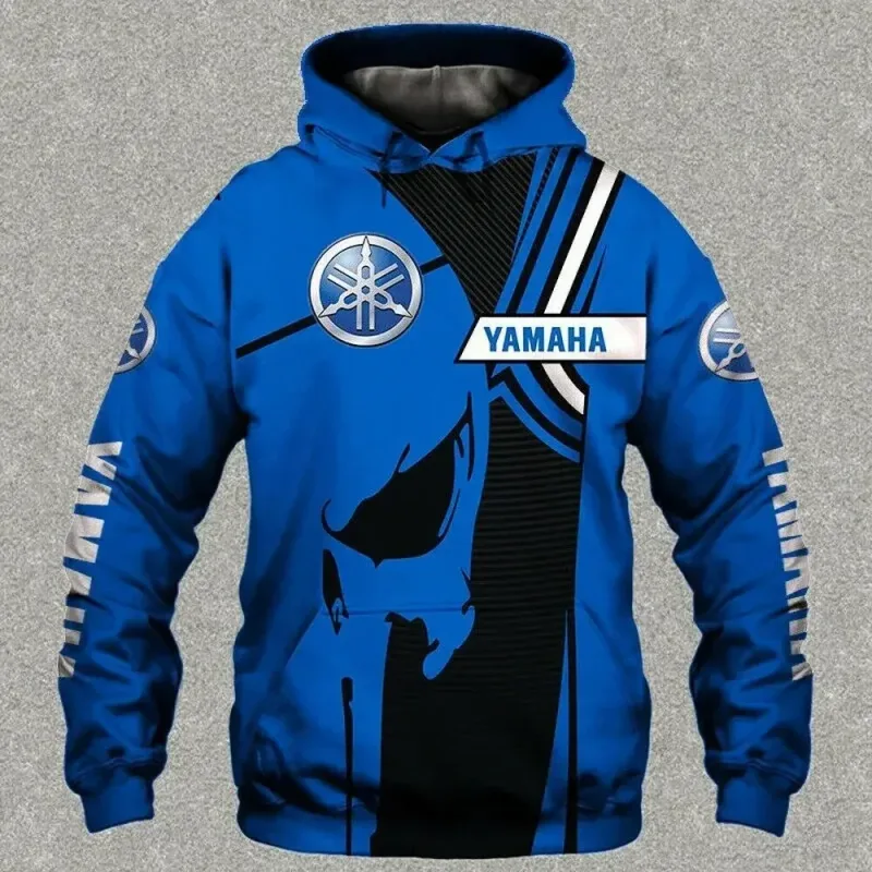 Camisa pulôver masculina com capuz para motocicleta com impressão 3D da Yamaha, adequada para uso na rua e passeios de motocicleta
