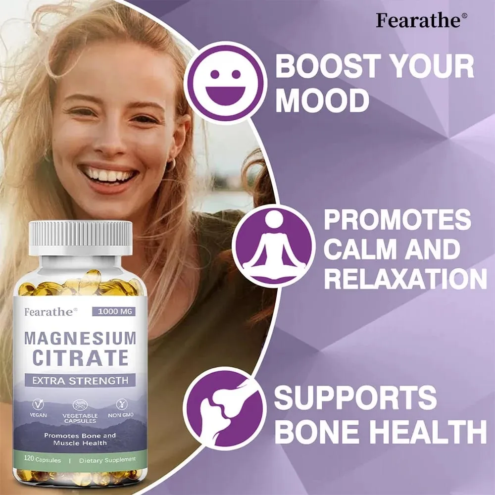 Magnesium Citrate 1000 Mg - Maximized Absorption Supports Muscle Nerve Bone Sleep and Heart Health - 120 Capsules