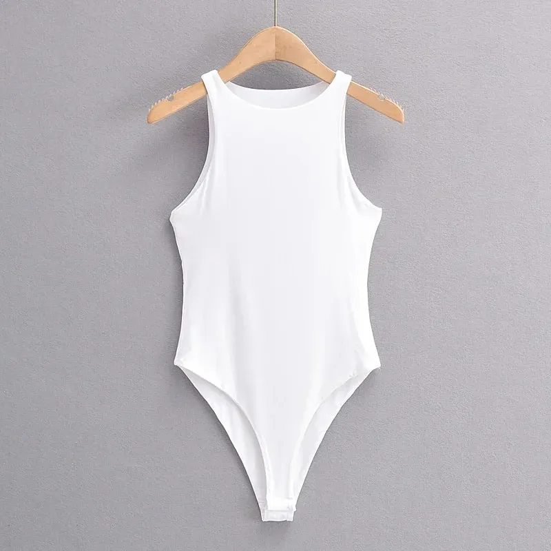 Summer New Arrival Pure Color Knitted Sexy Style Double Vest One-piece Bodysuit Tops — image 6