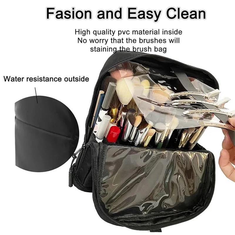Bolsa de armazenamento para pincéis de maquiagem, com divisórias ajustáveis, dobrável, para armazenamento de pincéis de maquiagem, grande capacidade