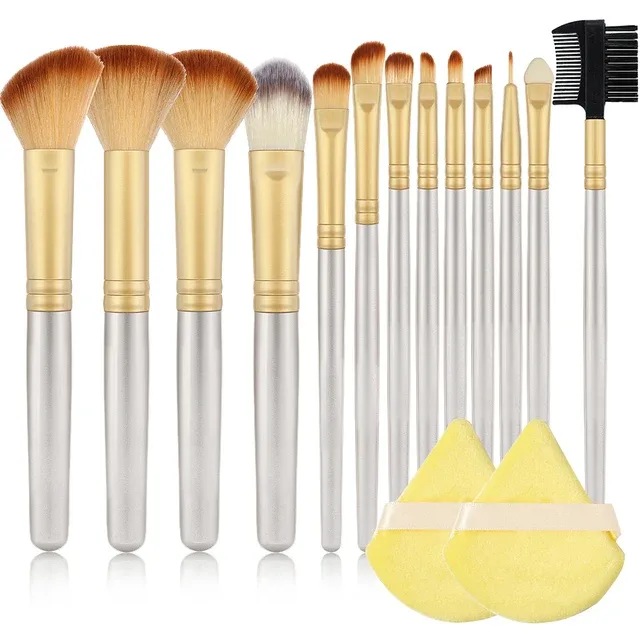 Profissional 13 pçs pincéis de maquiagem conjunto 2 pó puff esponja para cosméticos fundação blush sombra mistura escova ferramentas beleza