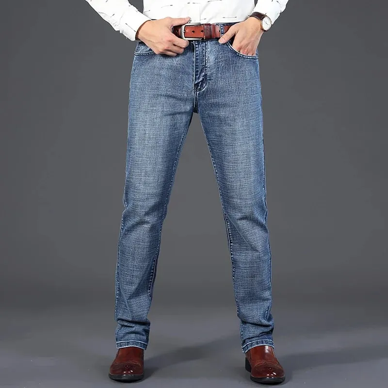 Wthinlee 8 modelos primavera outono negócios jeans masculino casual estiramento reto moda clássico trabalho calças jeans roupas de marca — image 3