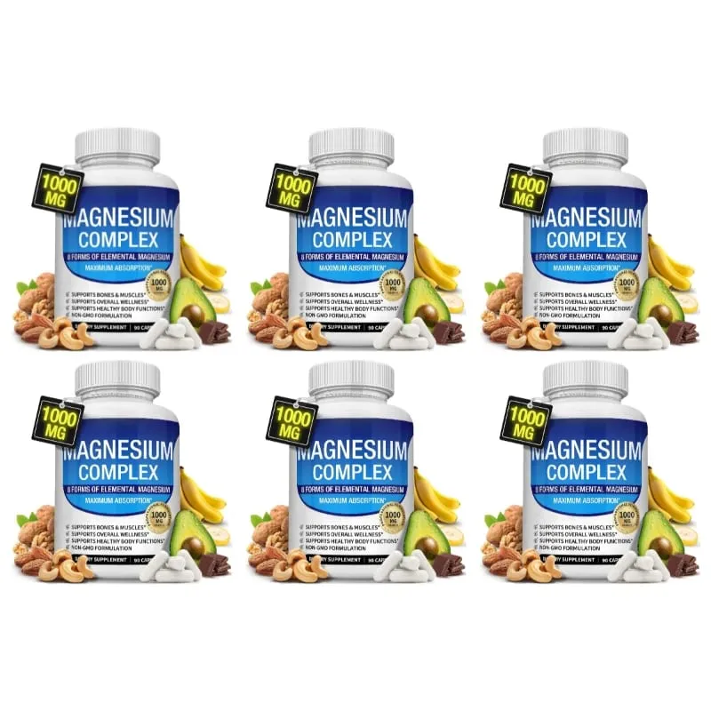 Nutrition Magnesium Complex Capsules 8-Form Elemental Magnesium Supports Healthy Body Functions 1000 Mg 90 Capsules