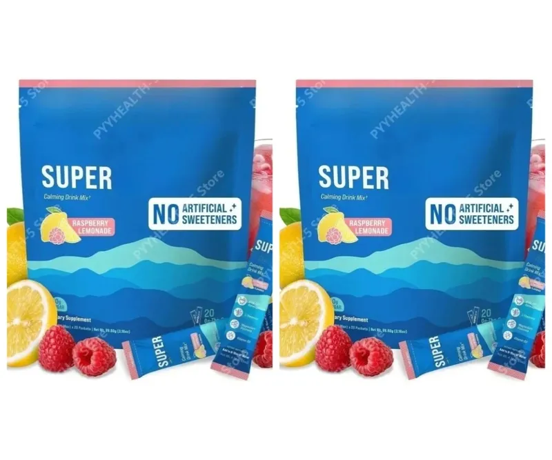 Mistura de bebida em pó, redutor de cortisol e suplemento para dormir, L teanina, magnésio, glicinato, vitamina D 3, sem açúcar, não OGM, 20 Ct