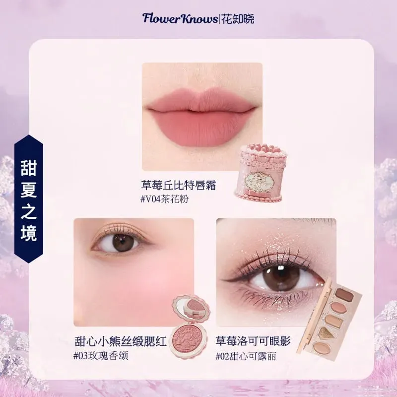 Flowerknows conjunto completo de maquiagem para presente, longa duração, blush labial e paleta de sombras brilhantes, kit de beleza multifuncional, caixa de presente