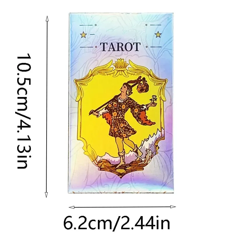 Baralho de cartas de tarô brilhante Vitetta, 78 cartas de tarô para iniciantes, novo design, aproximadamente 10,3 * 6 cm, jogo de tabuleiro de adivinhação