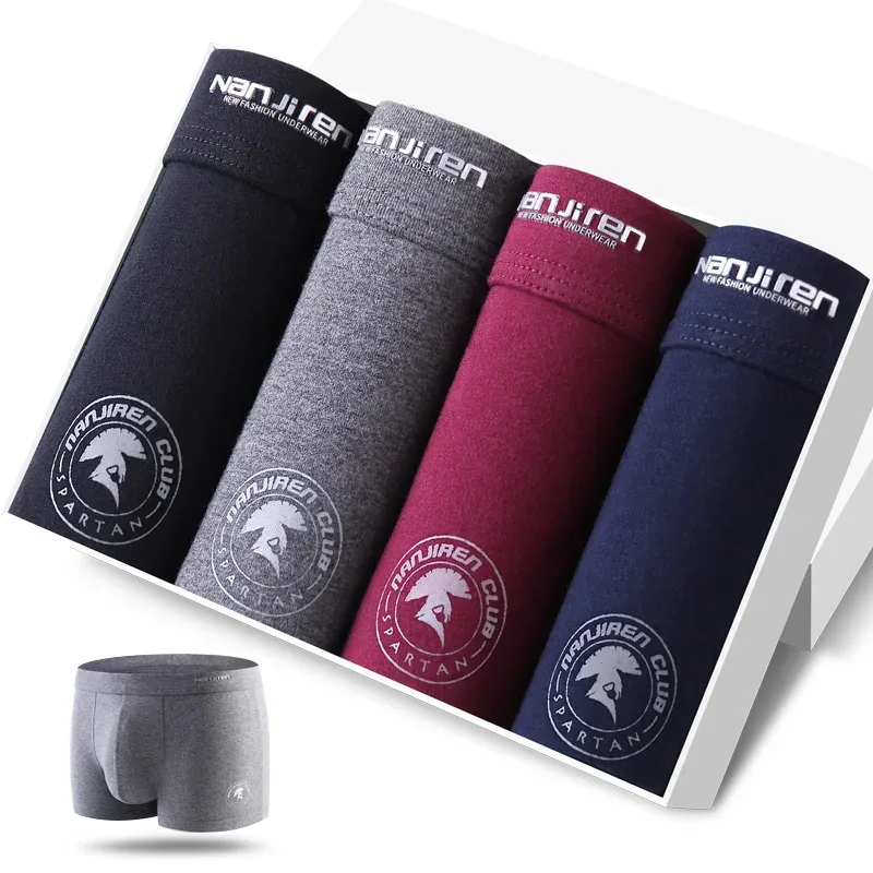 4Pcs/lot Men's Underwear Sexy Boxer Shorts Cotton Panties Man Solid Underpants Male Soft U Convex Lingerie Plus Size L-6XL — image 34