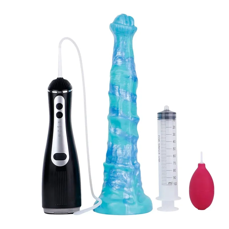 矽膠電動噴射幻想假陽具帶吸盤前列腺按摩器射精陰莖性玩具女式男式