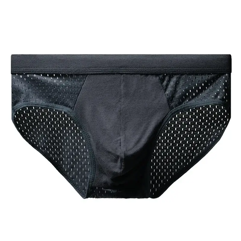 Roupa interior masculina fina respirável calcinha triangular para homens cuecas de seda gelo malha sexy calças de canto quadrado para shorts masculinos