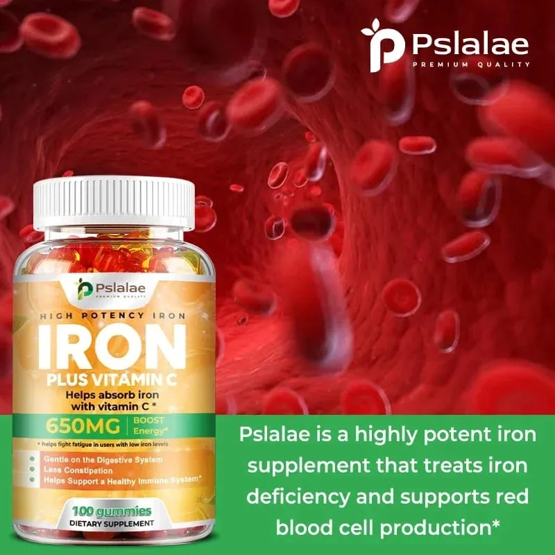 Iron Gummies 650 Mg - Promotes Red Blood Cell Production Relieves Fatigue Gently Absorbs Iron and Improves Energy