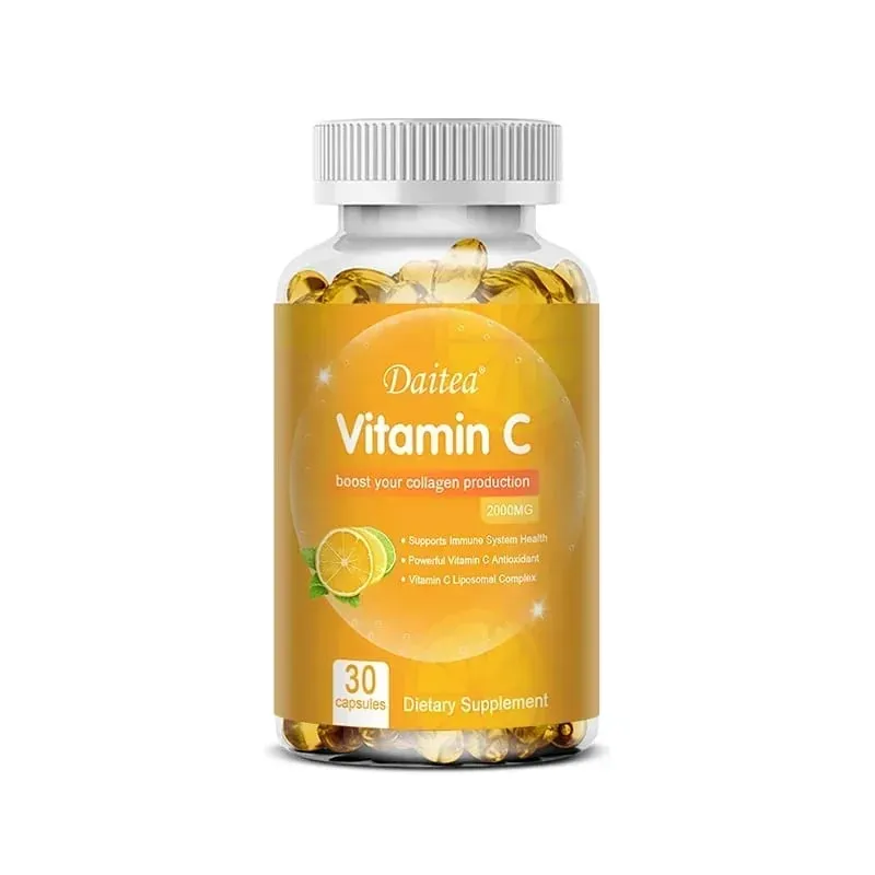 Vitamina C 2000 Mg Promove a Produção de Colágeno Suplemento Dietético Lipossomal de Vitamina C Não OGM e Vegetariano Sem Glúten