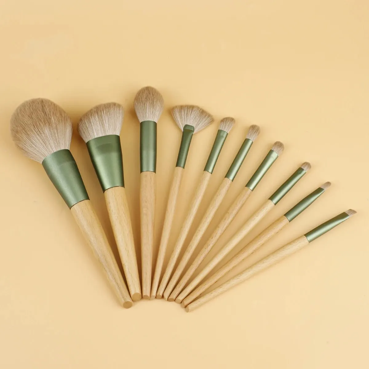 10 Pcs Makeup Brushes Set Contour Brush Nose Brush Eyeshadow Brush Powder Dispersal Brush Pointed Wood Handle Cosmetic Tools