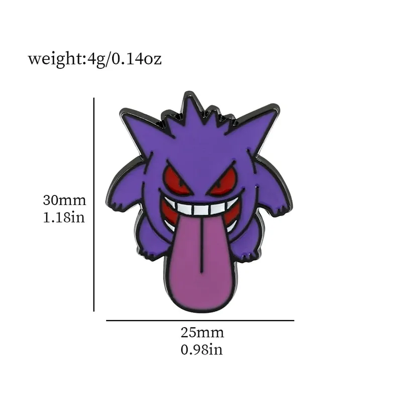 Gengar broches de desenhos animados, alfinetes de lapela esmaltados de anime para mochila, acessórios, coleção de fãs, broches, presentes