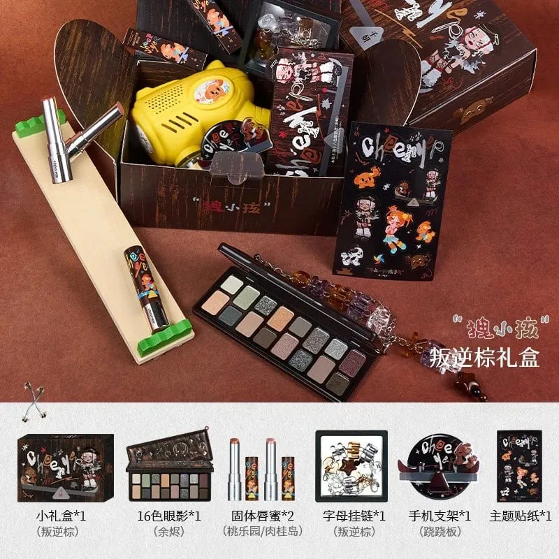 Qianyan Makeup Gift Set: 16-Color Eyeshadow Palette Solid Lip Gloss Earth Tones Matte Shimmer and Highlighter Eyeshadows