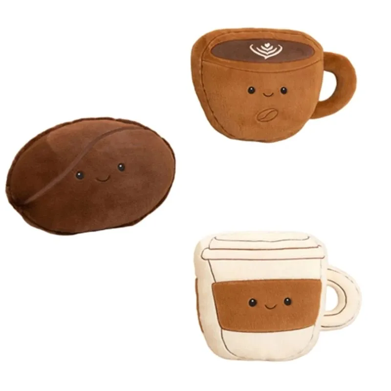 Almofada de pelúcia de feijão de café almofada traseira de boneca de pelúcia macia para uso em sofá e lounge