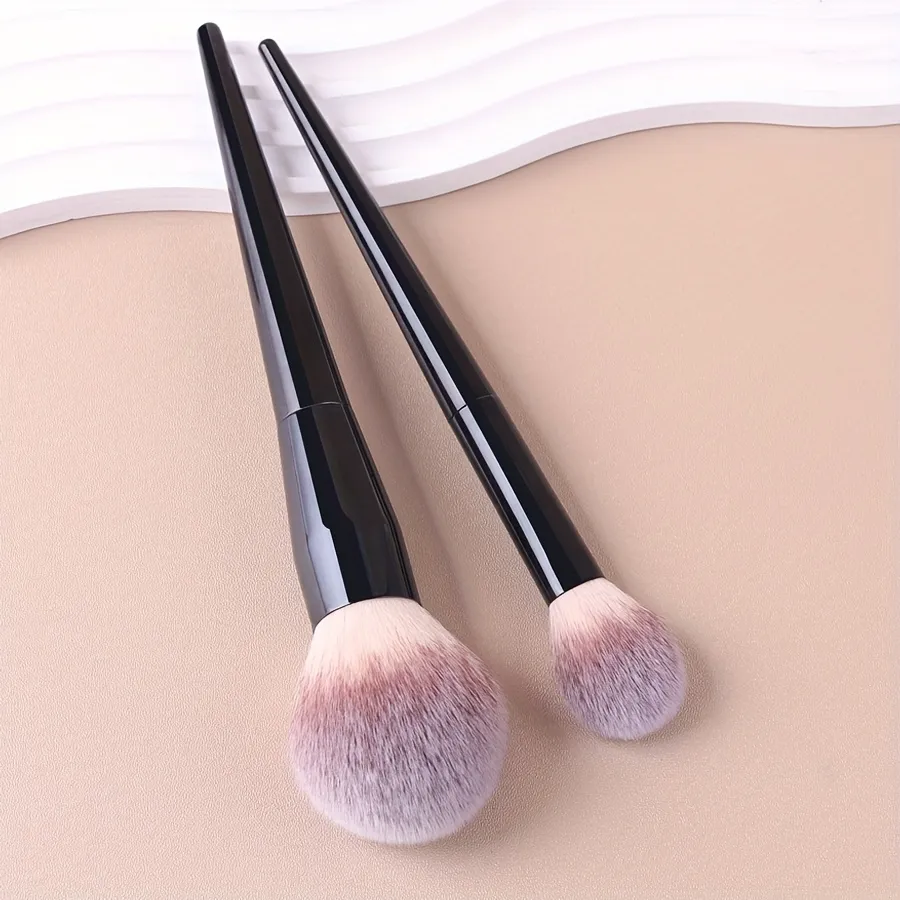 2 pincéis de maquiagem profissional com cerdas grandes e macias de nylon e pontas elípticas/de contorno - compatíveis com blush de base Po