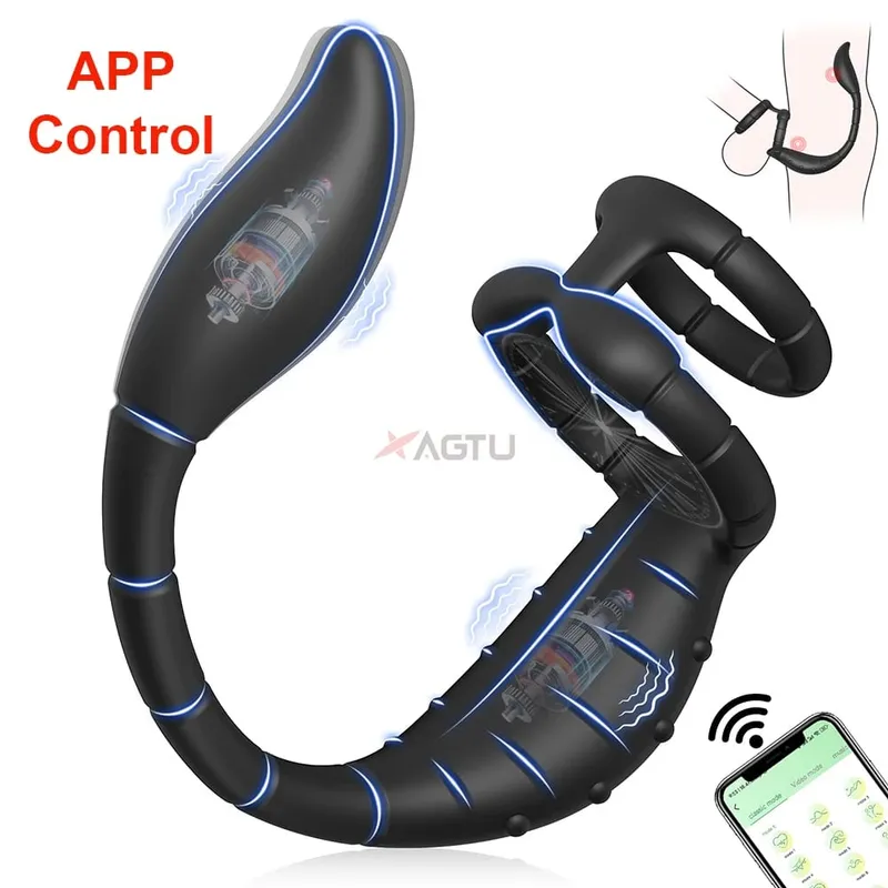 Plugue vibratório para bunda com controle por aplicativo, anel peniano para homens, massageador de próstata para gay, vibrador anal, anel peniano, brinquedo sexual adulto para homens