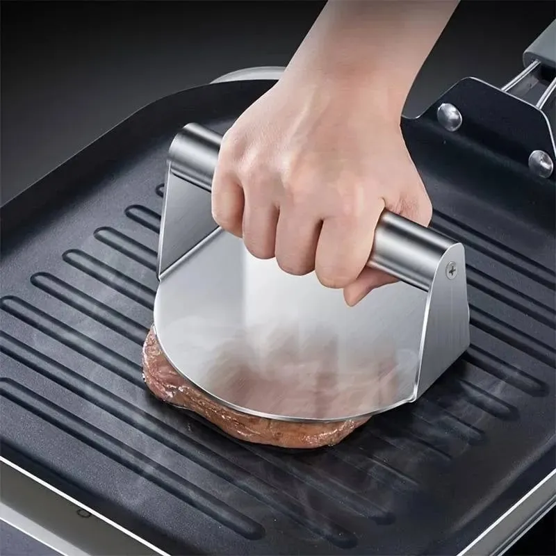 Nova prensa de hambúrguer Smash em aço inoxidável | Fabricante de patty resistente e molde smasher para cozinha de grelhar churrasco (antiaderente) — image 6