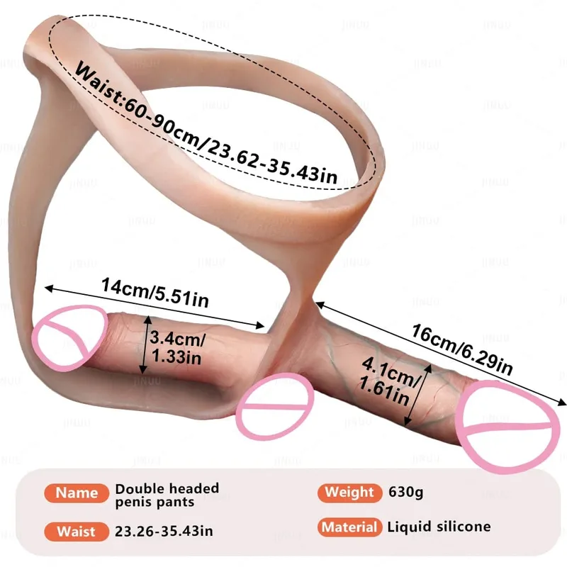 Vibrador de duas cabeças para casais, pênis realista de silicone vestível, bdsm, pau, calças, brinquedo sexual feminino