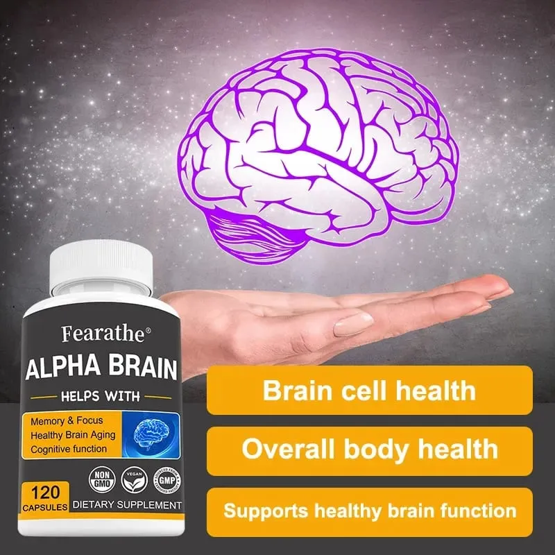 Alpha Brain Nootropics Brain Supplement for Men and Women - Memory Mental Clarity & Cognition with Vitamin B6 Focus Capsules