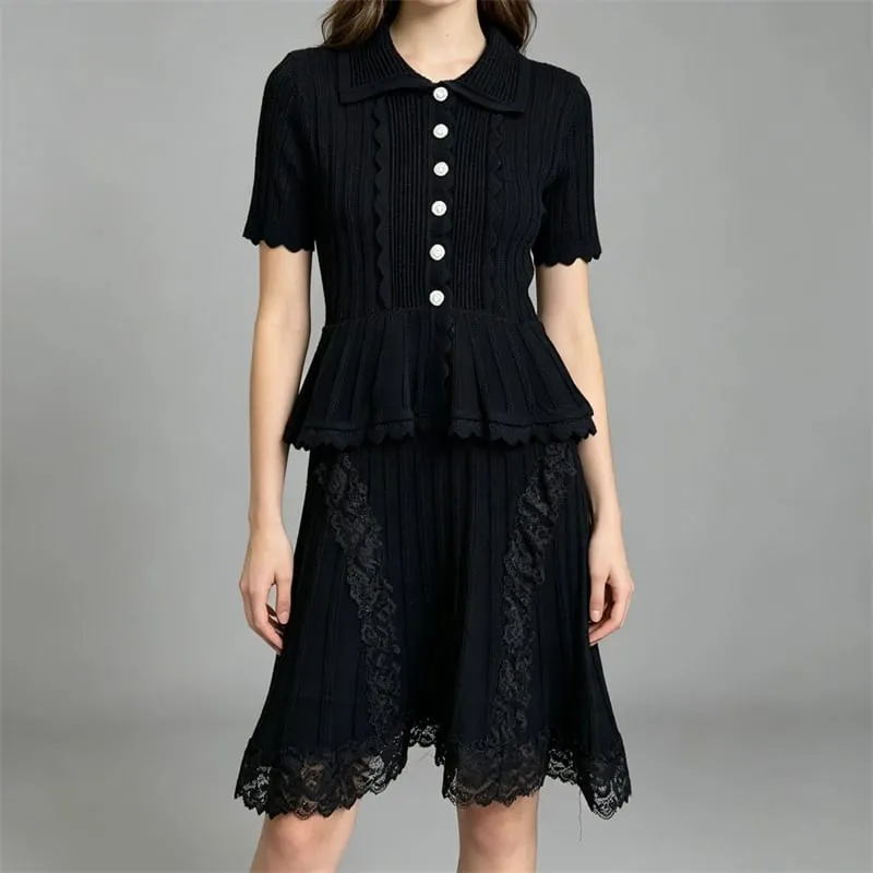 Y2K Summer New Arrival Elegant Knitted Mock Two-Piece Short Dress High-Quality Women's Fashion Casual Sweet Holiday Mini Skirt