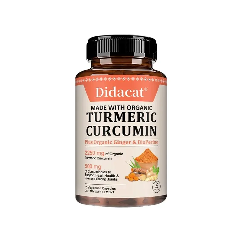 Organic Curcumin 2250 Mg + Bioperine Highly Absorbed Supports Cardiovascular and Joint Health