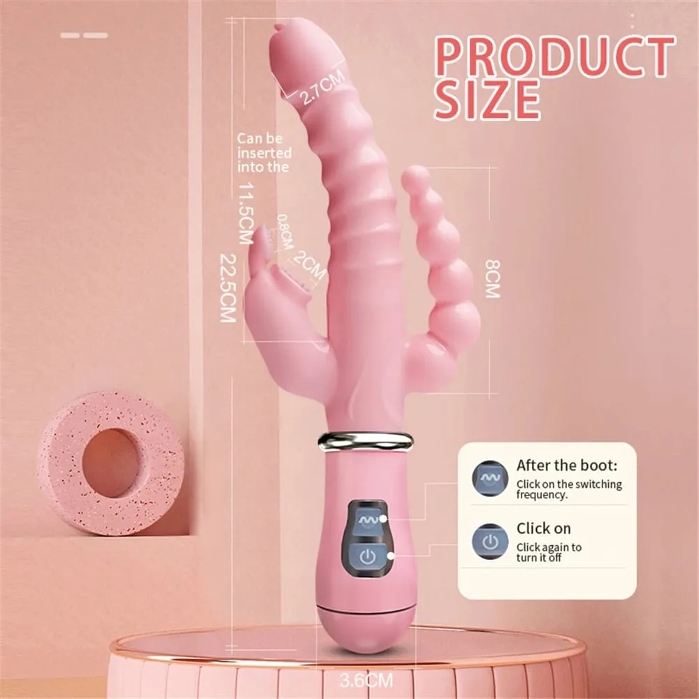 振動器強大 3 合 1 假陽具兔子振動器防水肛門陰蒂振動器性玩具女性情侶調情假陽具振動器